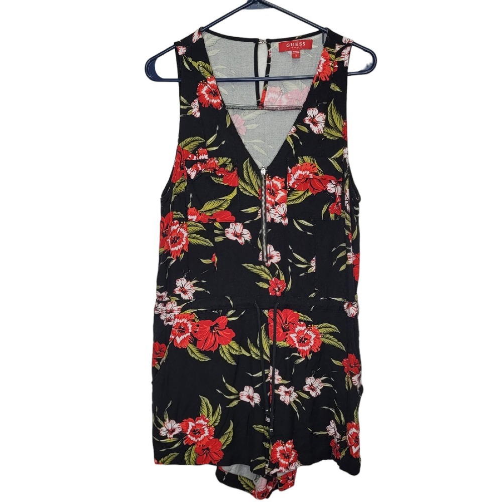 GUESS Los Angeles Womens Floral Dress Size S Casual Pockets Draw String Waist - Picture 2 of 8